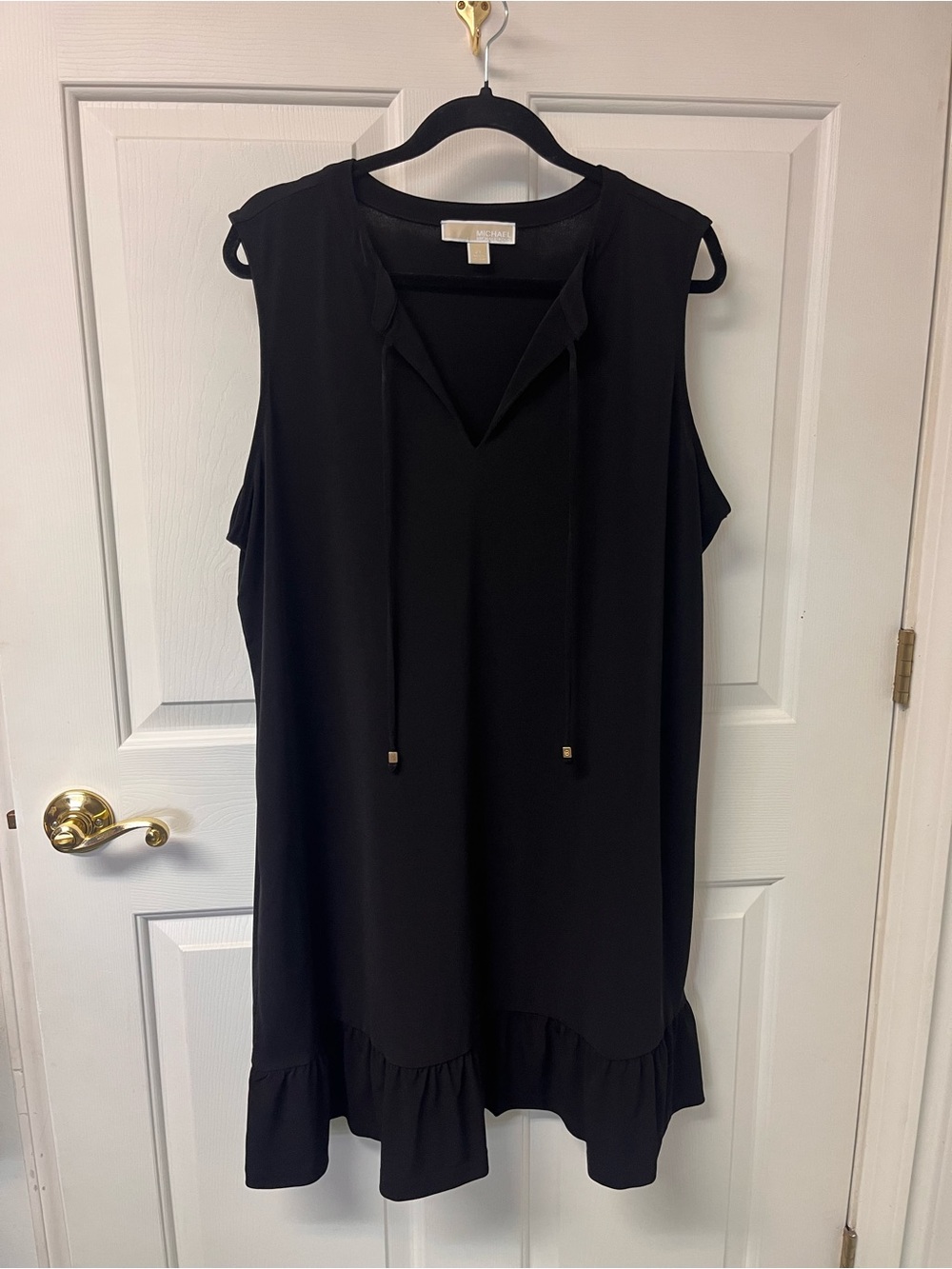 Michael Kors Black Sleeveless Ruffle-Hem Swim Coverup CRUISE BEACH POOL SPA
